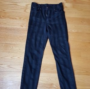 High waisted black stripped skinny jeans
